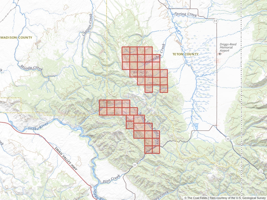'Targhee National Forest Competitive Coal Lease' | 23,079 acres in Bonneville, Idaho | Established in 1980 | Boulder Creek Incorporated | 'IDI    016392'