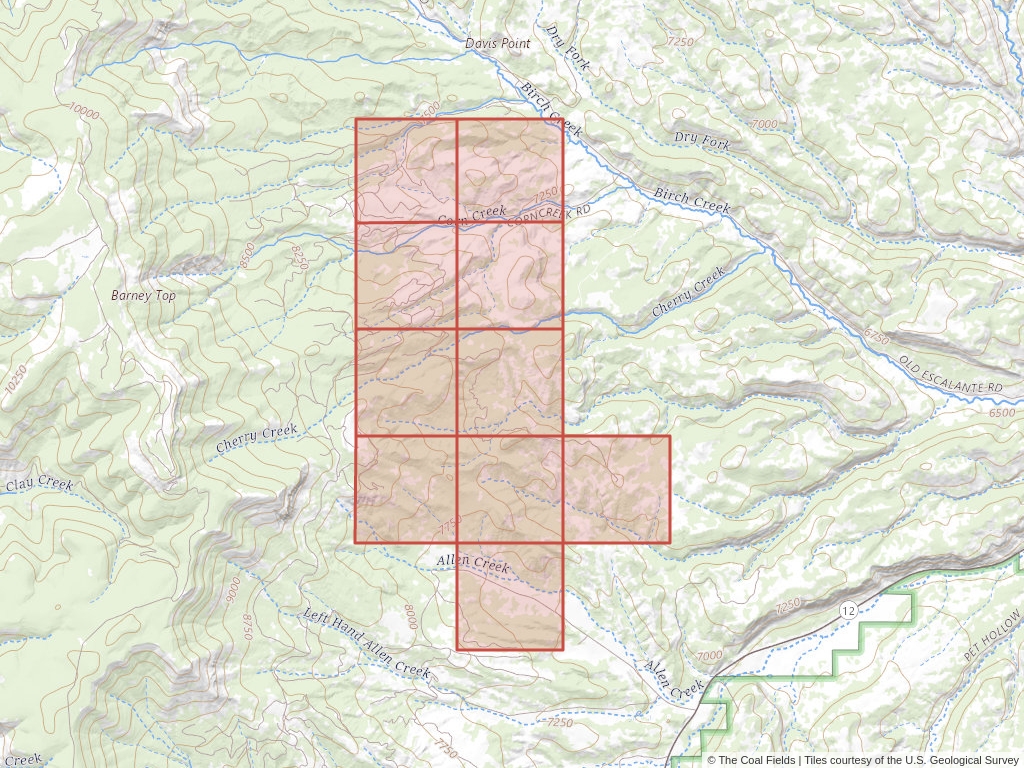 'Kaiparowits Basin Prefered Coal Lease' | 4,203 acres in Garfield, Utah | Established in 1968 | Jacobs Ranch Coal Company | 'UTU    006652'