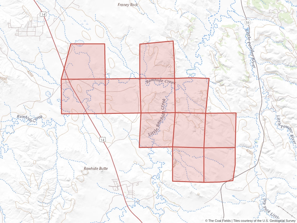 'North Rawhide Mine Coal Lease' | 2,866 acres in Campbell, Wyo. | Established in 1967 | Peabody Caballo Mining LLC | 'WYW    005036'